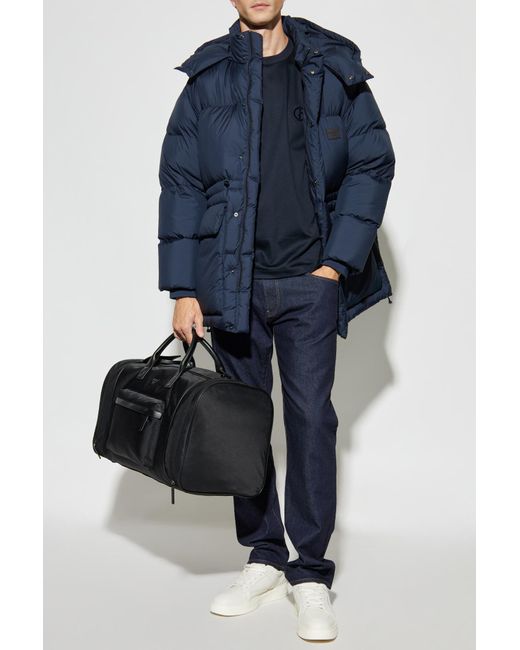 Emporio Armani Blue Detachable Hood Down Jacket for men
