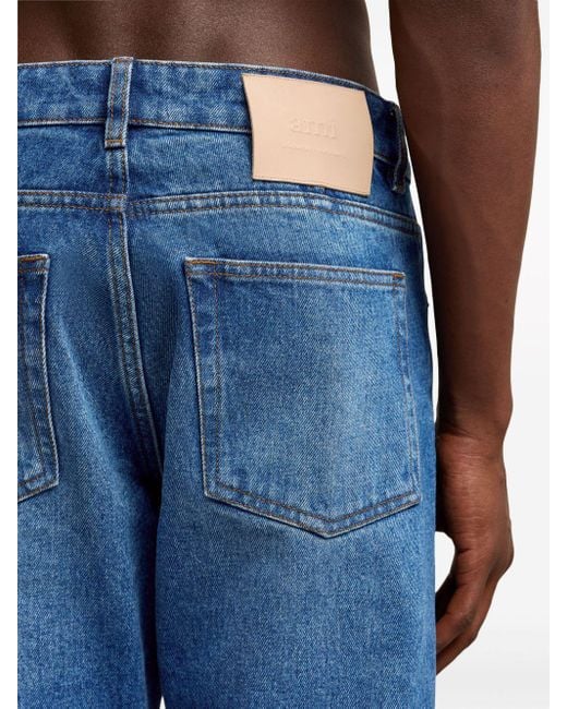 AMI Blue Logo Patch Classic Fit Jeans for men