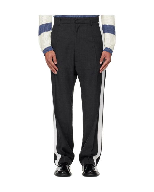 STEFAN COOKE Black Tuxedo Wool Blend Belt Loop Casual Pants for men