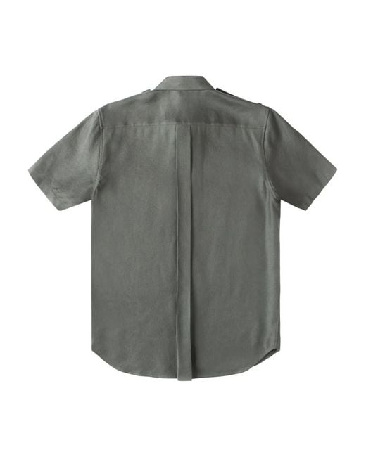 Helmut Lang Gray Epaulette Short-Sleeve Shirt for men