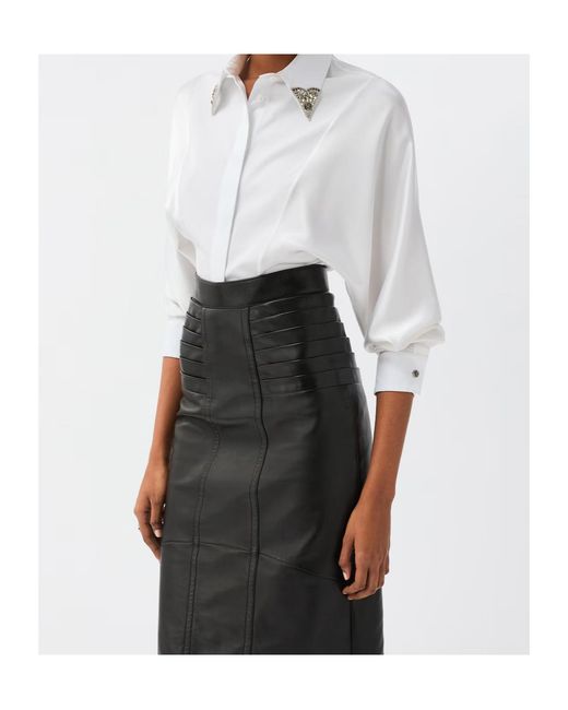 Versace White Embellished Long-Sleeved Poplin Shirt