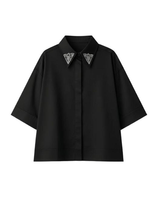 Pinko Black Embroidered-Collar Shirt