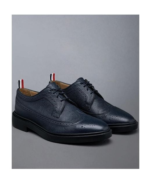 Thom Browne Blue Pebbled Leather Longwing Brogues for men