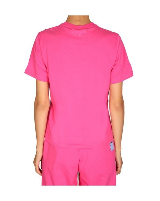 McQ Alexander McQueen Pink Logo Printed Crewneck T-Shirt
