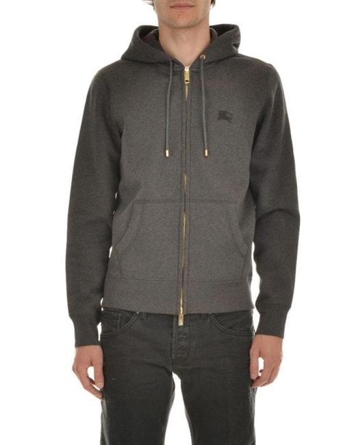 Burberry Gray Logo Hooded Casual Jacket for men