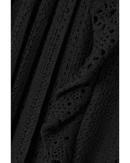Chloé Black Open-Knit Plissé Maxi Skirt