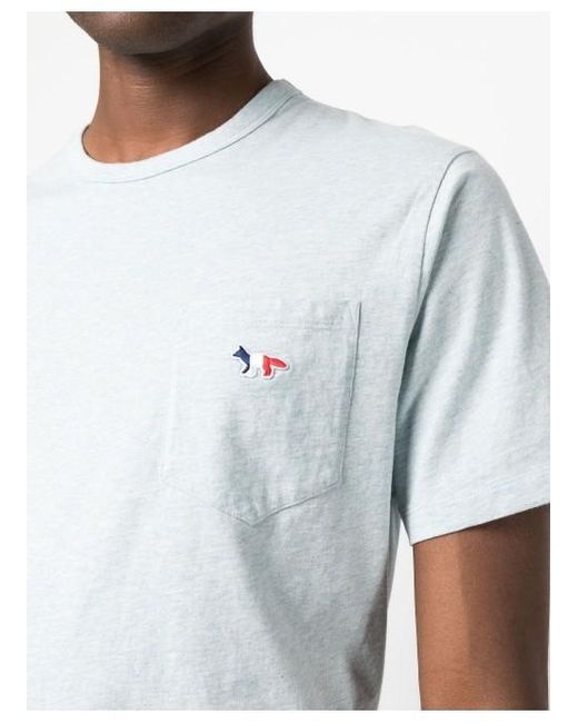 Maison Kitsuné White Maison Kitsuné Fox Embroidered Crewneck T-Shirt for men