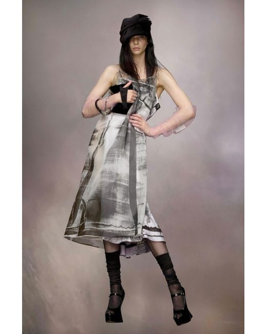 Maison Margiela Gray 'Freeze-Frame' Multicoloured Silk Blend Dress