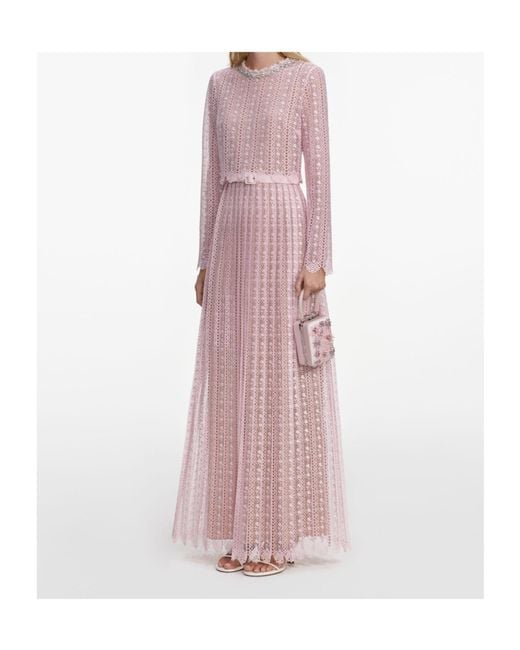 Self-Portrait Pink Organza Lace Maxi Dress