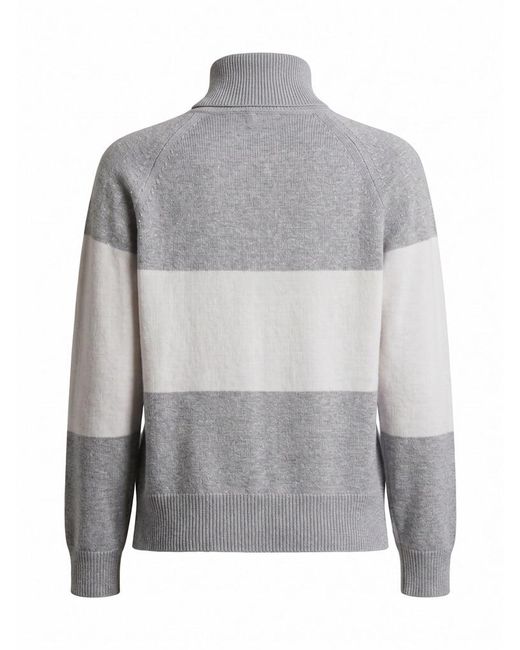 Peserico Gray Striped Turtleneck Sweater