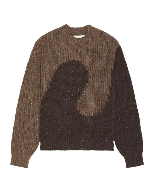 ERL Brown Bicolor Motif Crewneck Knitwear for men
