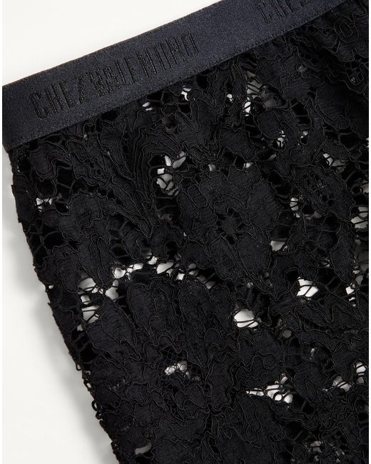 Valentino Black Lace Leggings With Feathers