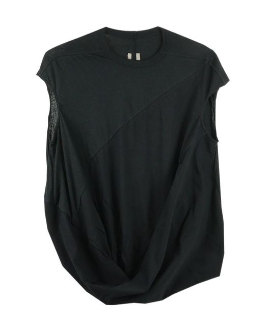 Rick Owens Black Irregular Short-Sleeved Logo T-Shirt