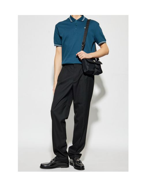 Versace Blue Medusa Embroidered Short-Sleeved Polo Shirt for men