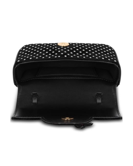 Balmain Black B-Buzz Mini Velvet And Crystal Bag