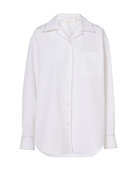 The Row White Lapel Long-Sleeved Shirt