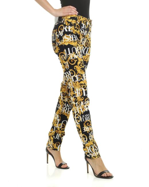 Versace Jeans Metallic Printed Casual Pants
