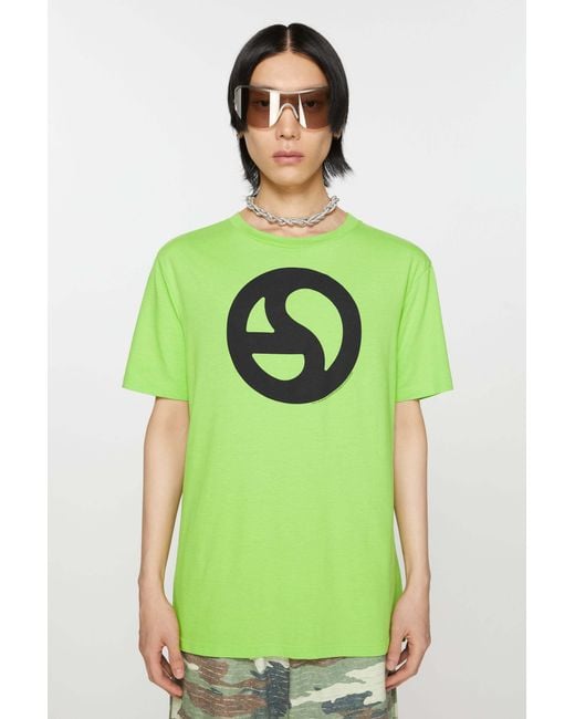 Acne Green Printed T-Shirt for men