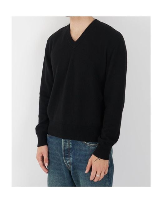 sunflower Black V-Neck Wool Knit Sweater for men