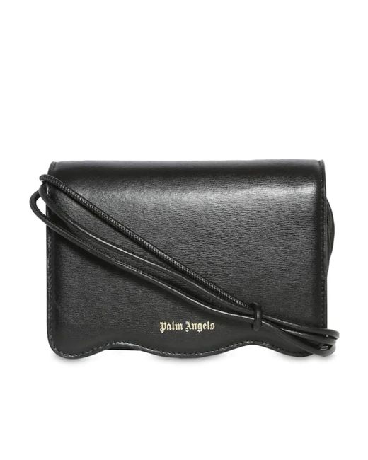 Palm Angels Black Logo Plaque Beach Bag