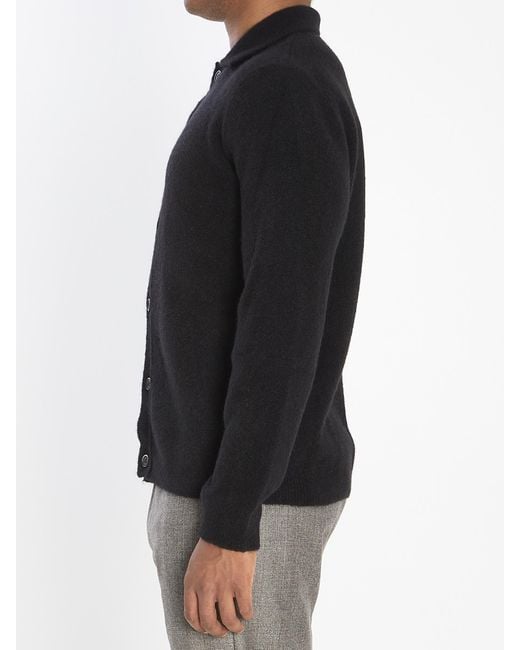 Barena Black Pointed-Collar Knitted Cardigan for men