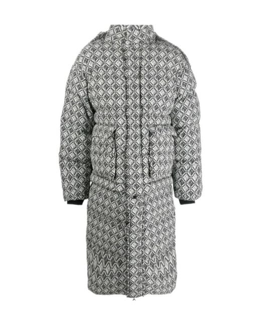 MARINE SERRE Gray Moon Diamond-Pattern Oversized Puffer Coat for men