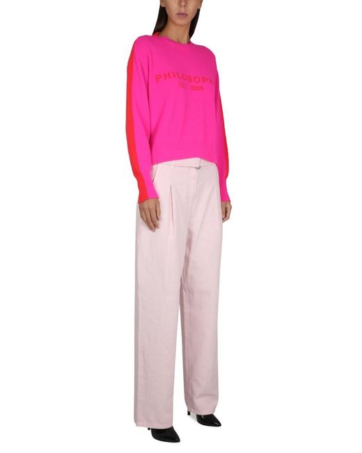 Philosophy Di Lorenzo Serafini Pink Belt Ring Denim Trousers