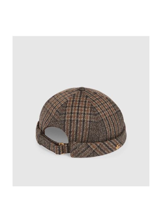 Gucci Brown Check Cotton Double G Hat for men