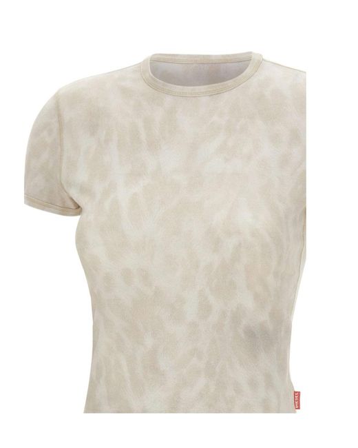 DIESEL White Animal-Print Stretch Jersey T-Shirt