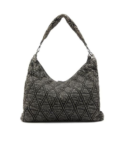 DIESEL Black Charm-D Quilted Shoulder Bag