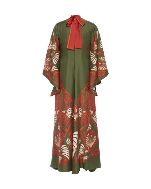 LaDoubleJ Multicolor Magnifico Botanical-Print Silk Dress