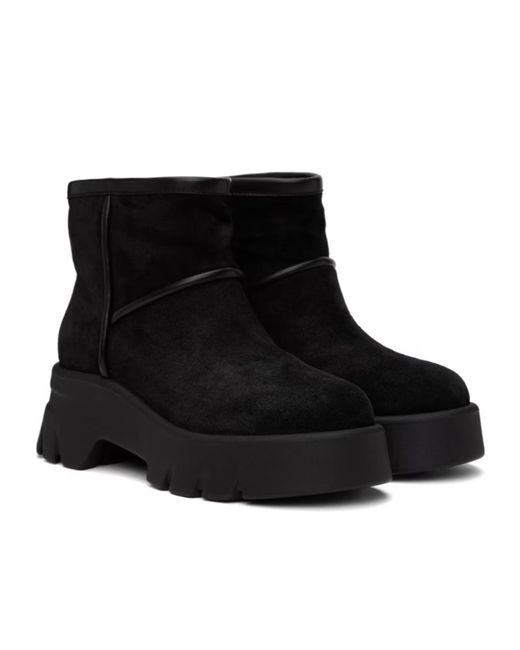 Gianvito Rossi Black Round Head Thick Sole Short Boots