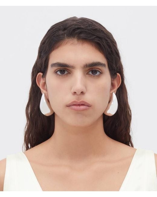 Bottega Veneta White Drop Earrings