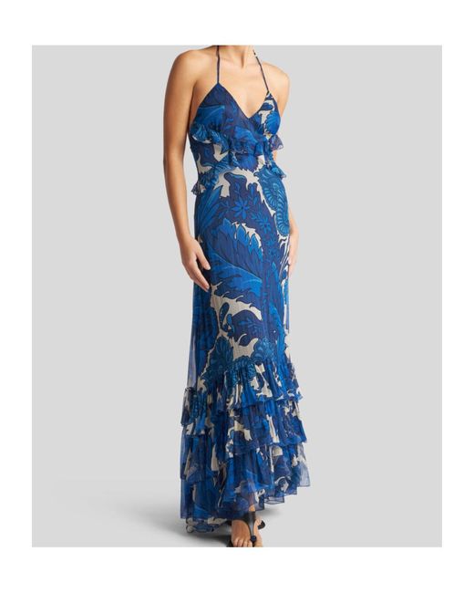 Etro Blue Floral-Printed Maxi Dress