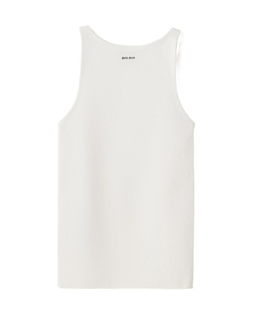 Miu Miu White Crewneck Knitted Top