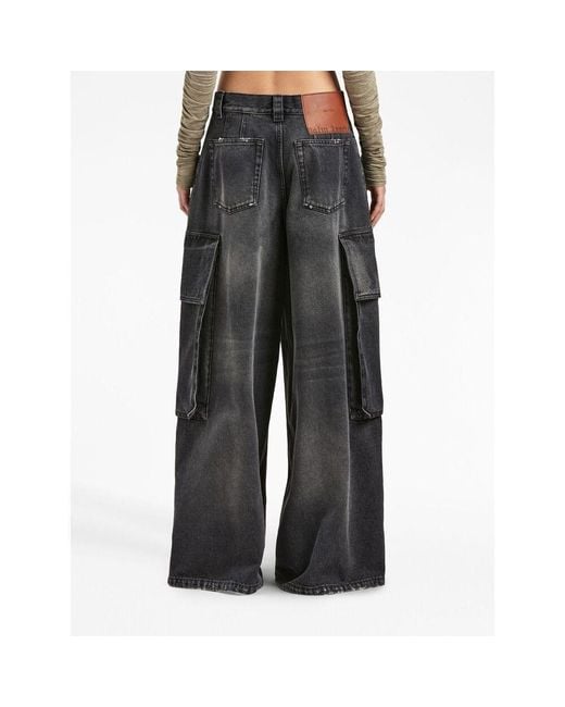 Palm Angels Gray Wide Denim Parachute Jeans