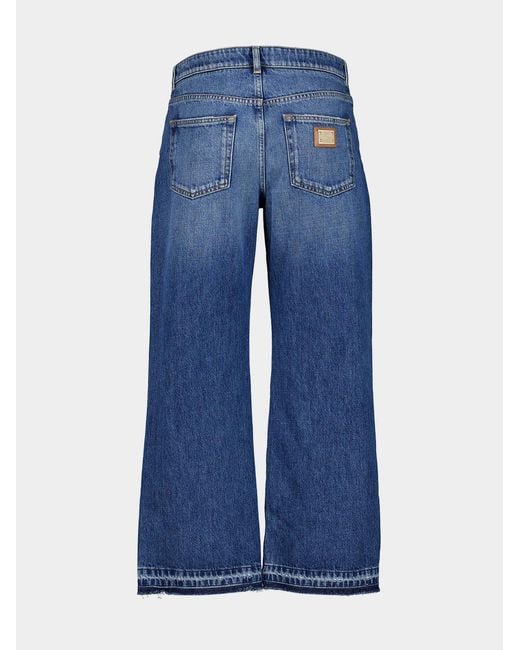 Dolce & Gabbana Blue Wide-Leg Mid-Rise Jeans