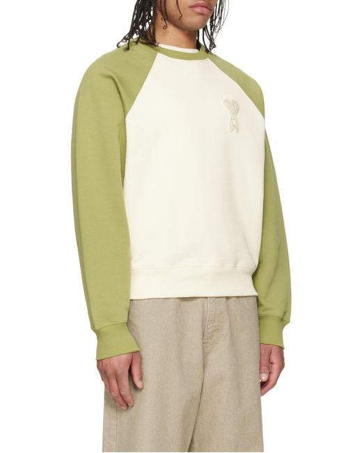 AMI Green De Coeur Crewneck Knitted Sweatshirt for men