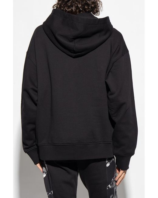 Versace Jeans Blue Couture Logo Printed Drawstring Hoodie for men