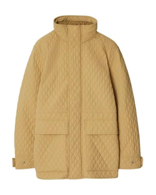 Burberry Natural Drawstring Waist Quilted Hooded Jacket
