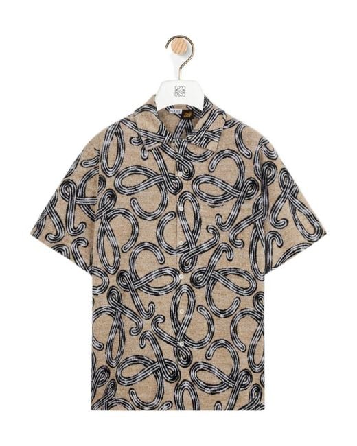 Loewe Gray Terry Jacquard Short Sleeve Shirt for men
