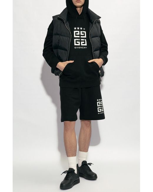 Givenchy Black Logo Printed Drawstring Hoodie for men
