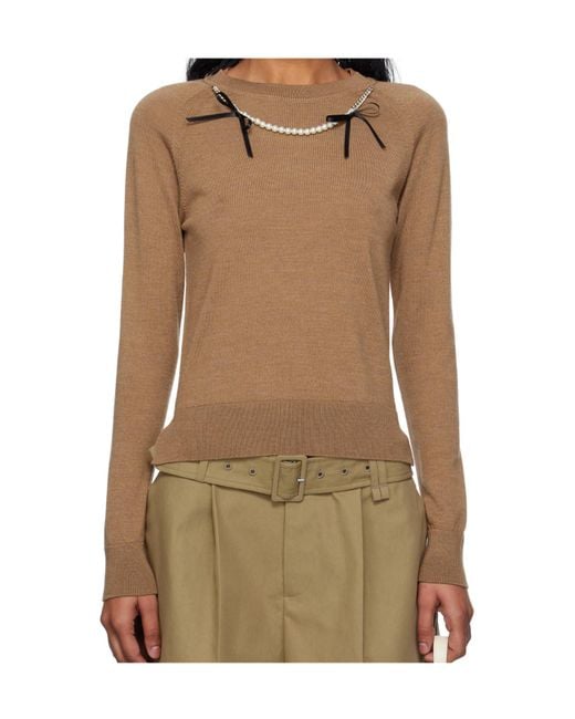 Simone Rocha Brown Embellished Knitted Jumper