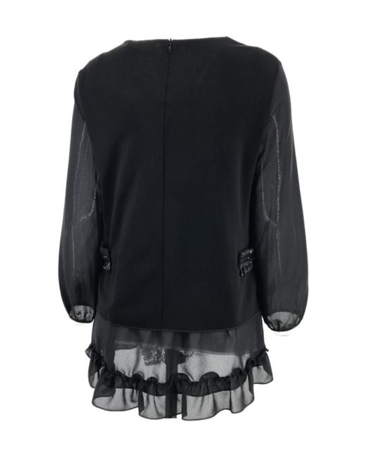Max Mara Black Round-Neck Long-Sleeved Blouse