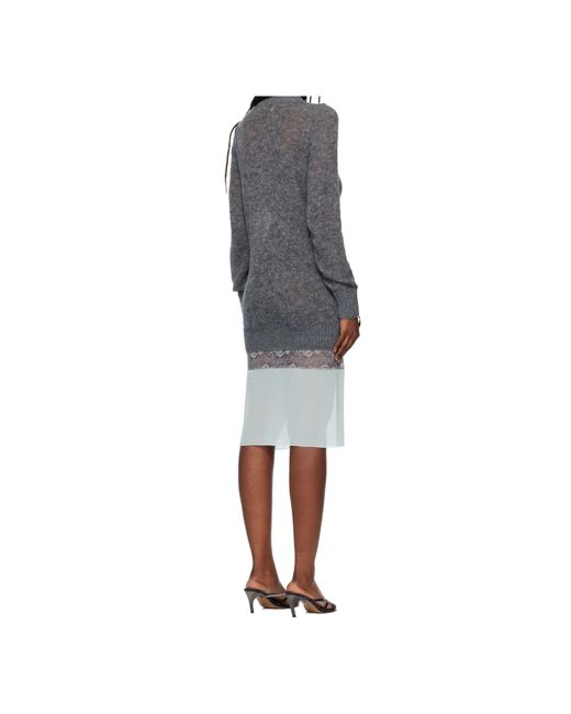 Coperni Gray Ribbed Midi Dress