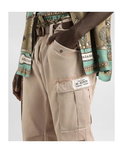 Dolce & Gabbana Natural Straight-Leg Cargo Pants for men