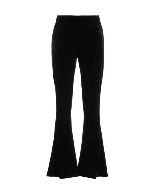 Ganni Black Fashion Versatile Solid Color Velvet Casual Pants