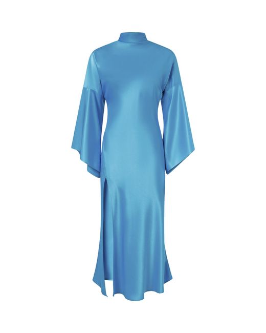 Pinko Blue Flared-Sleeve Slit Dress