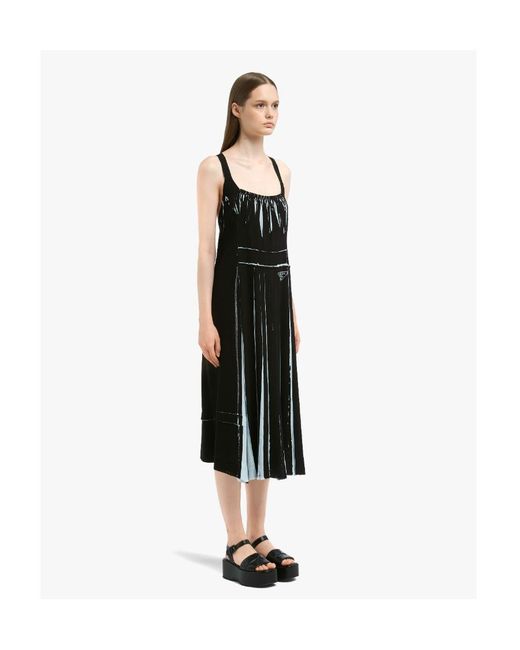 Prada Black U-Neck Sleeveless Sablé Dress