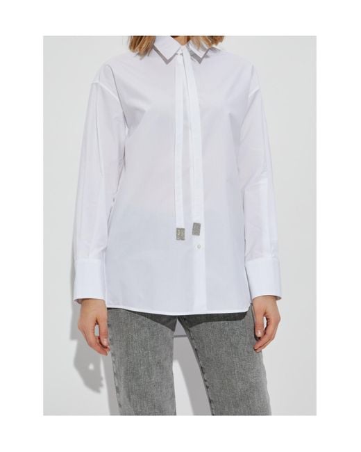 Fabiana Filippi White Long Sleeved Tied-Fasten Shirt